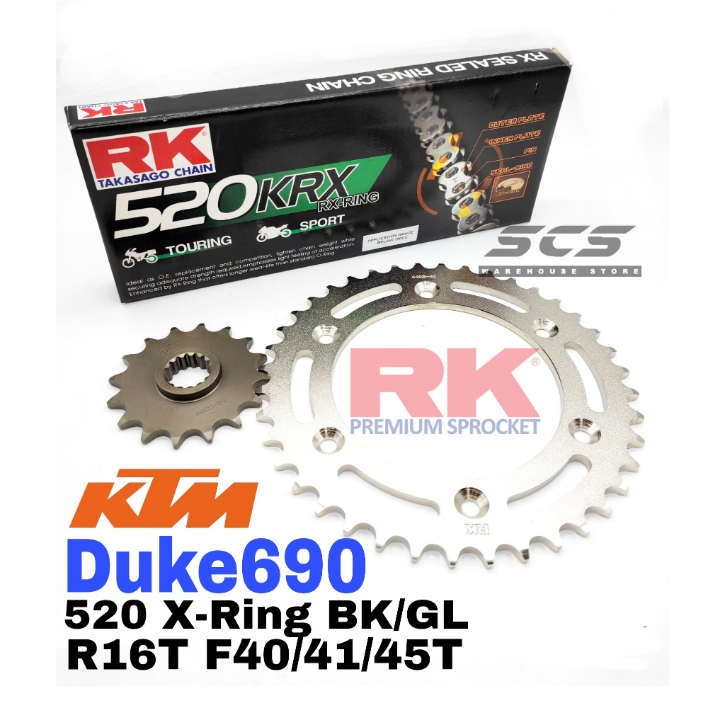RK Sprocket Set KTM Duke 690 All Model 6 Hole 520 KRX X-Ring Black ...