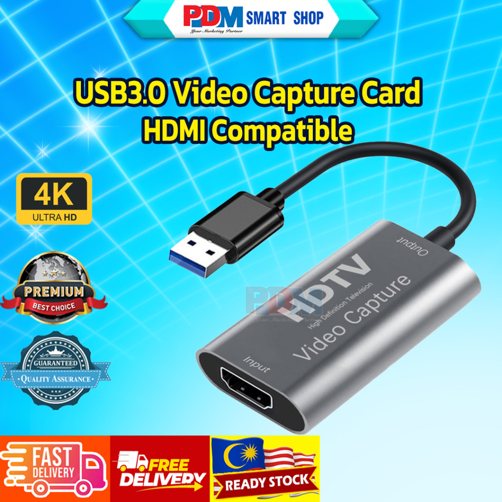 PDM USB3.0 Video Capture Card 60fps 4K HDMI Compatible Video Grabber ...