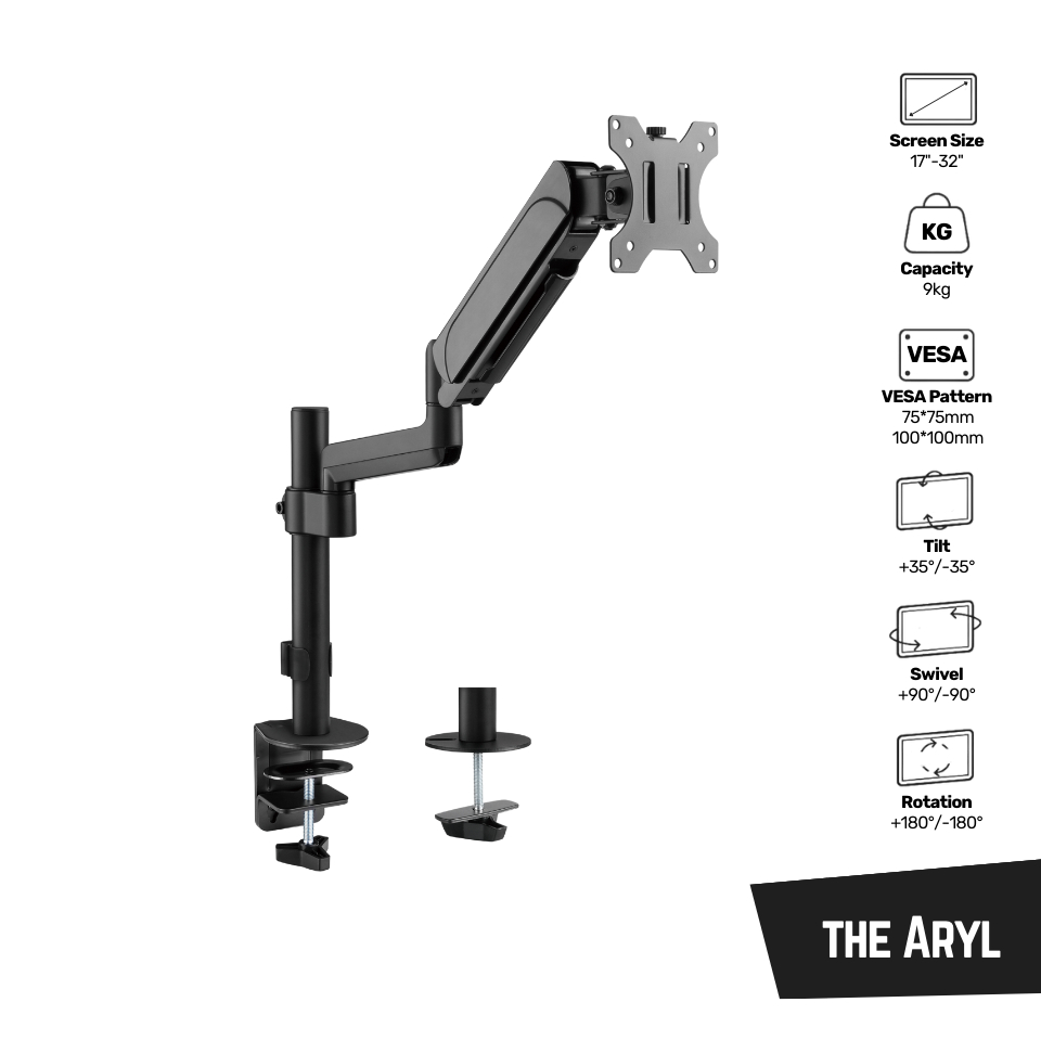 the Aryl™ Single Monitor PoleMounted Gas Spring Monitor Arm Shopee