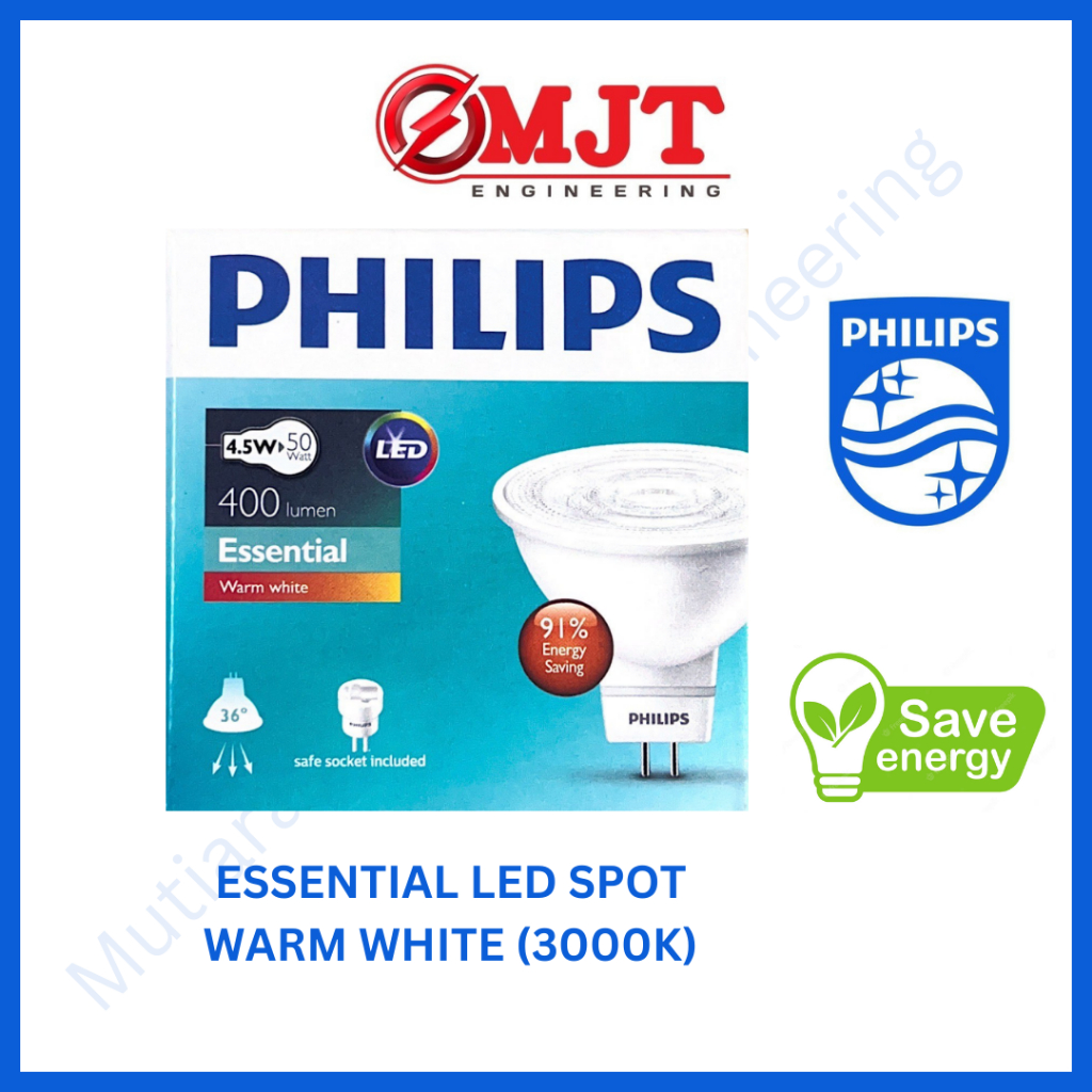 PHILIPS ESSENTIAL MAIN MR16 LED Spot Led lamp 3000K | Shopee Malaysia