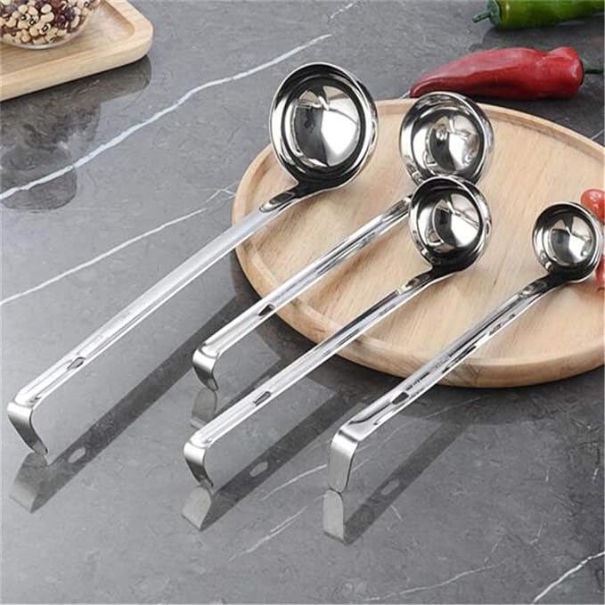 Stainless Steel Soup Ladle with Hook Serving Spoon Thick Big Ladles