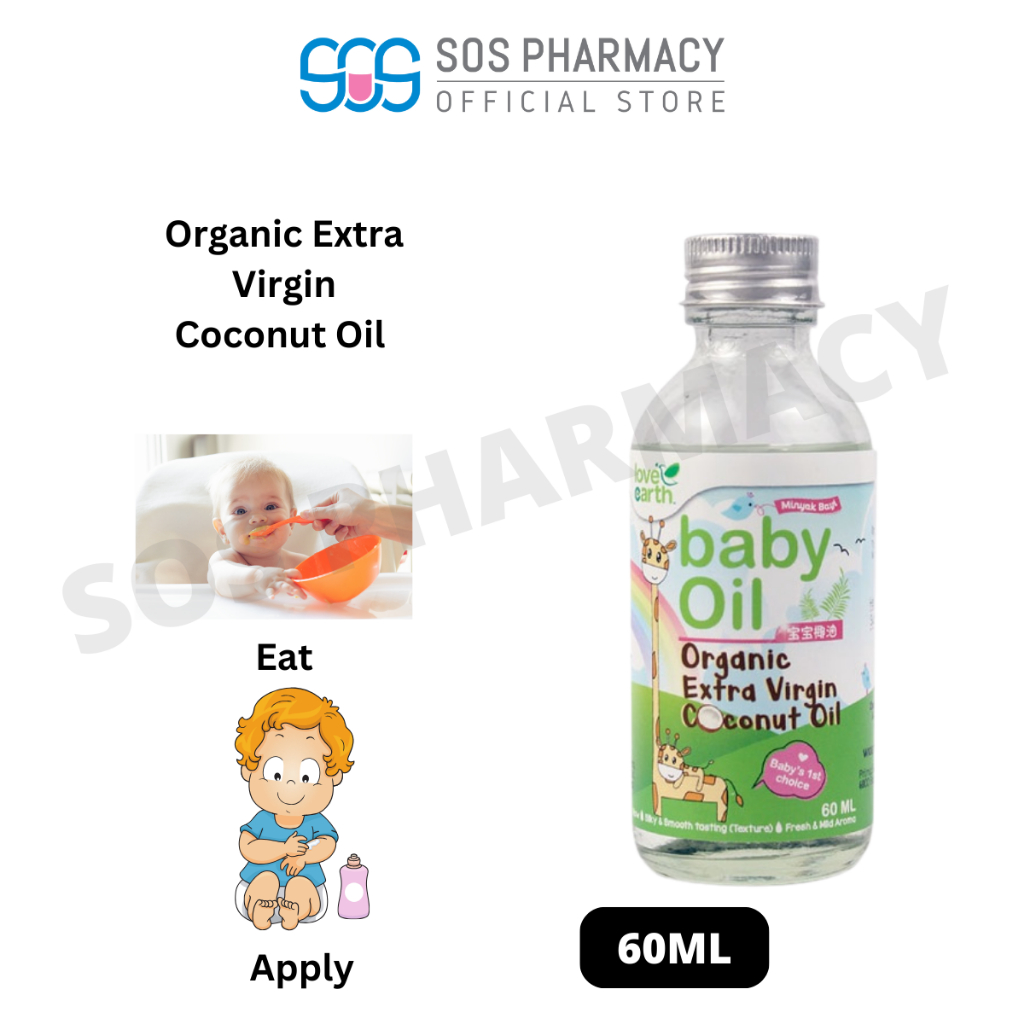 Love Earth Organic Baby Coconut Oil (Extra Virgin) 60ml Shopee Malaysia