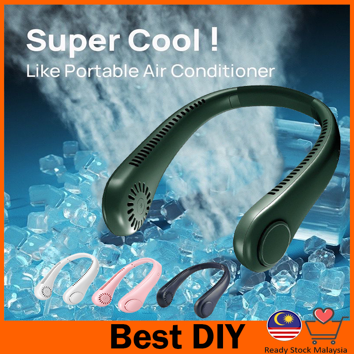 Mini Neck Fan Bladeless Cooling USB Rechargeable 3 Wind Speed Select