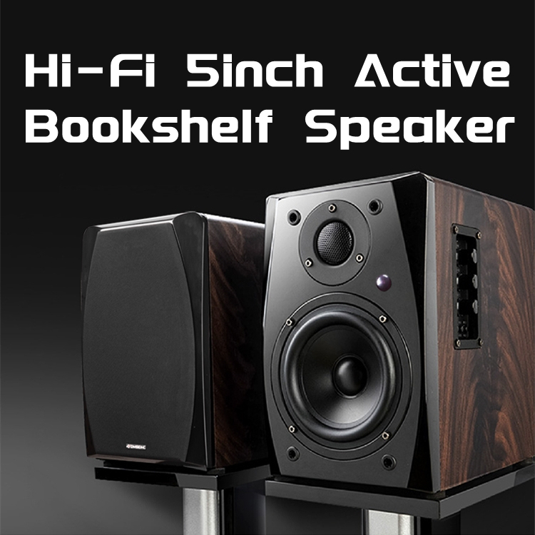 DMSEINC 5 inch HiFi BookShelf Speaker Bluetooth 2CH SubOut 2 Mic