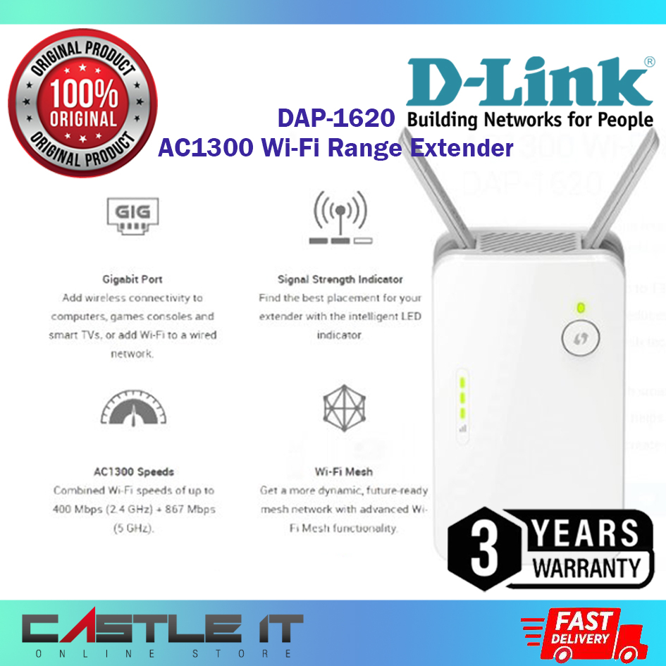 thumbnail image 2 of D-Link DAP-1610 AC1200 Dual Band Wi-Fi Range Extender – White, Open Box 2 of 5
