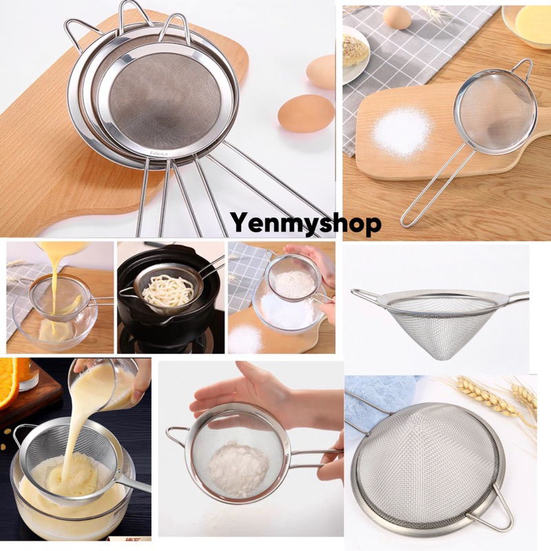 Stainless Steel Mesh Flour Sifting Sieve Strainer with Handle Cone ...