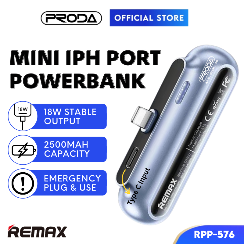 REMAX Mini Charging Powerbank 2500mAH Compatible Ip Pocket Powerbank ...
