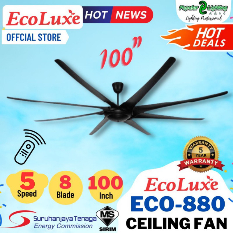 ECOLUXE Premium Decorative 100" inches DC Motor Giant Fan With Remote