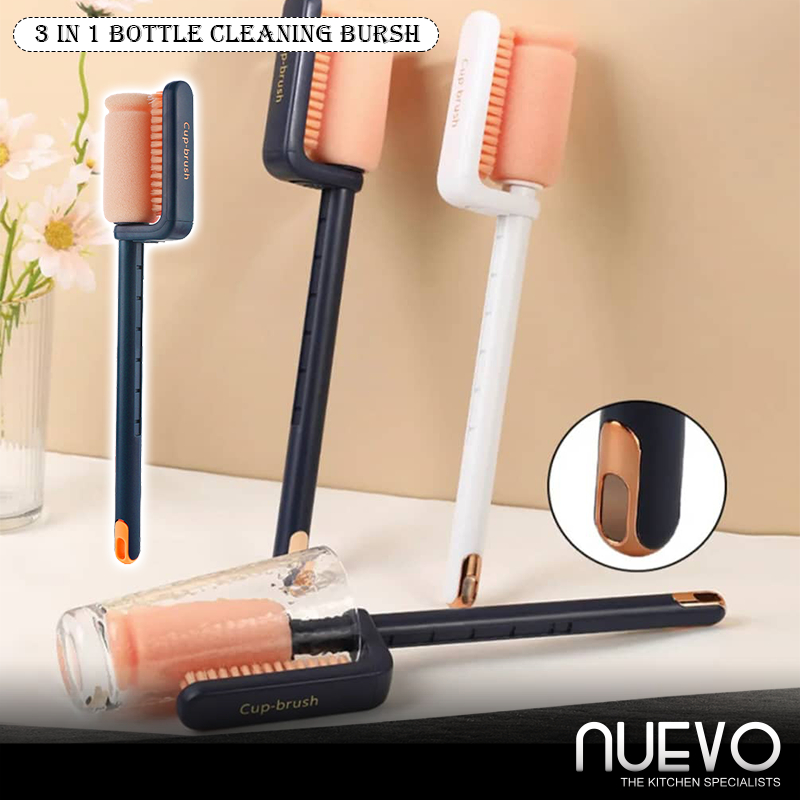 3 in 1 Rotating Double Head Telescopic Design Plastic Sponge Cup Brush ...
