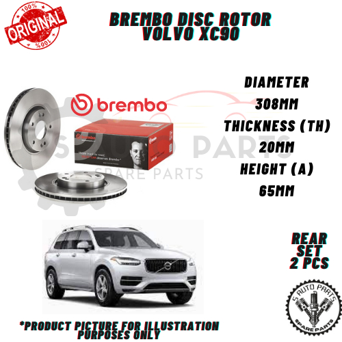 VOLVO XC90 REAR 100% BREMBO BRAKE DISC ROTOR | Shopee Malaysia