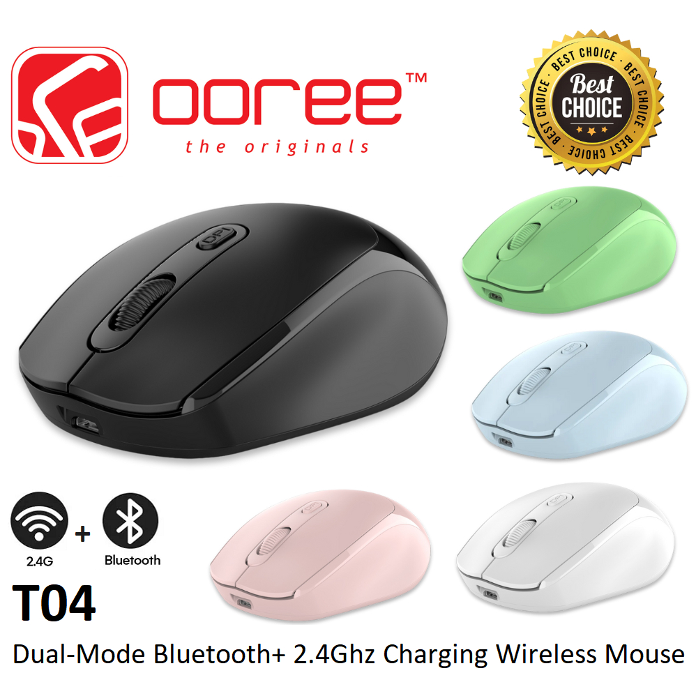 [DUAL-MODE] T04 BLUETOOTH 5.2 + 2.4GHZ RECHARGEABLE WIRELESS MOUSE WITH ...