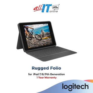 Logitech Rugged Folio - iPad 7/8/9th Generation, Protective Keyboard Case, Smart Connector- Graphite 920-009458