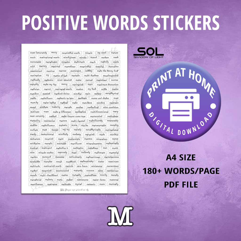 Printable 180pcs Word Stickers | PDF File | Journal Stickers | Labels ...