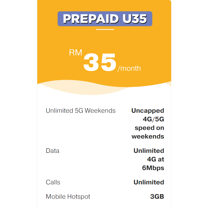 Umobile New Prepaid Simpack 4G & 5G U25, U35, U40 Unlimited Data