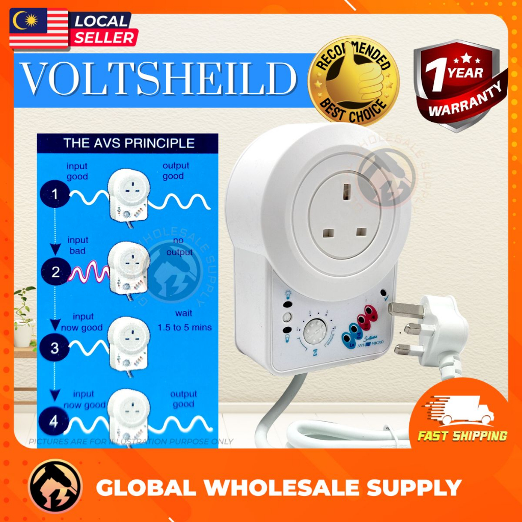 SOLLATEK AVS13 VOLTSHEILD Aircond Guard Voltage Protection 13A Surge ...