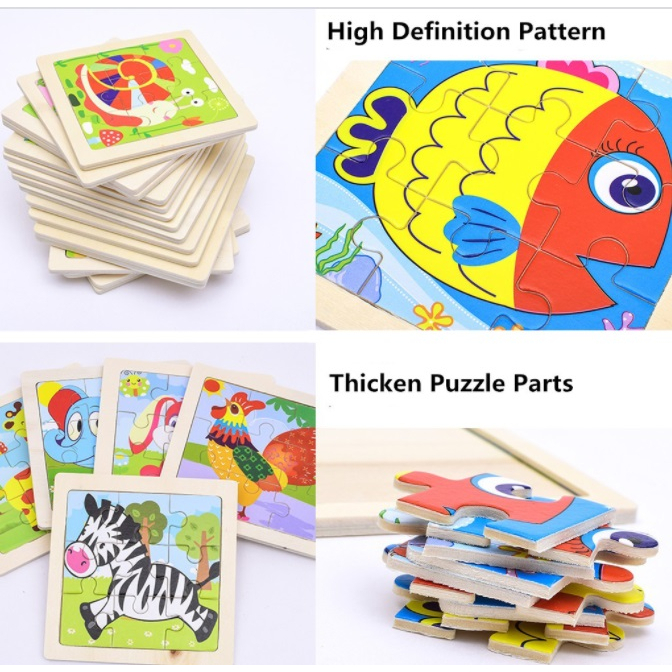 Puzzle Cartoon Animal Patterns Wood Puzzles Game Baby Early Educational ...