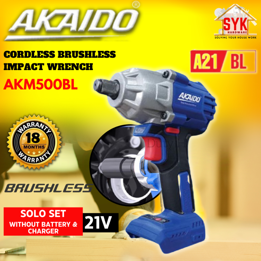 SYK Akaido AKM500BL Brushless Cordless Impact Wrench Solo Power Tools ...