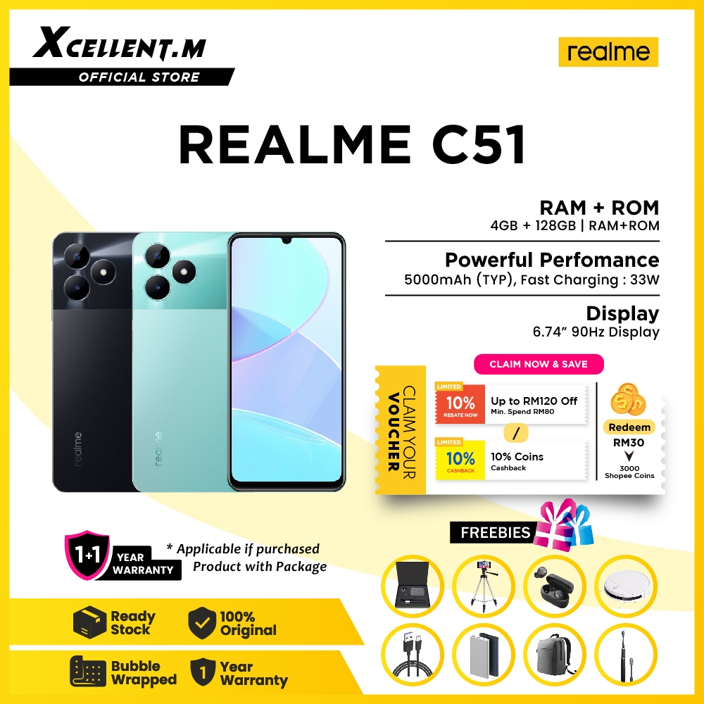 REALME C51 [4GB RAM 128GB ROM] - Original REALME Malaysia | Shopee Malaysia