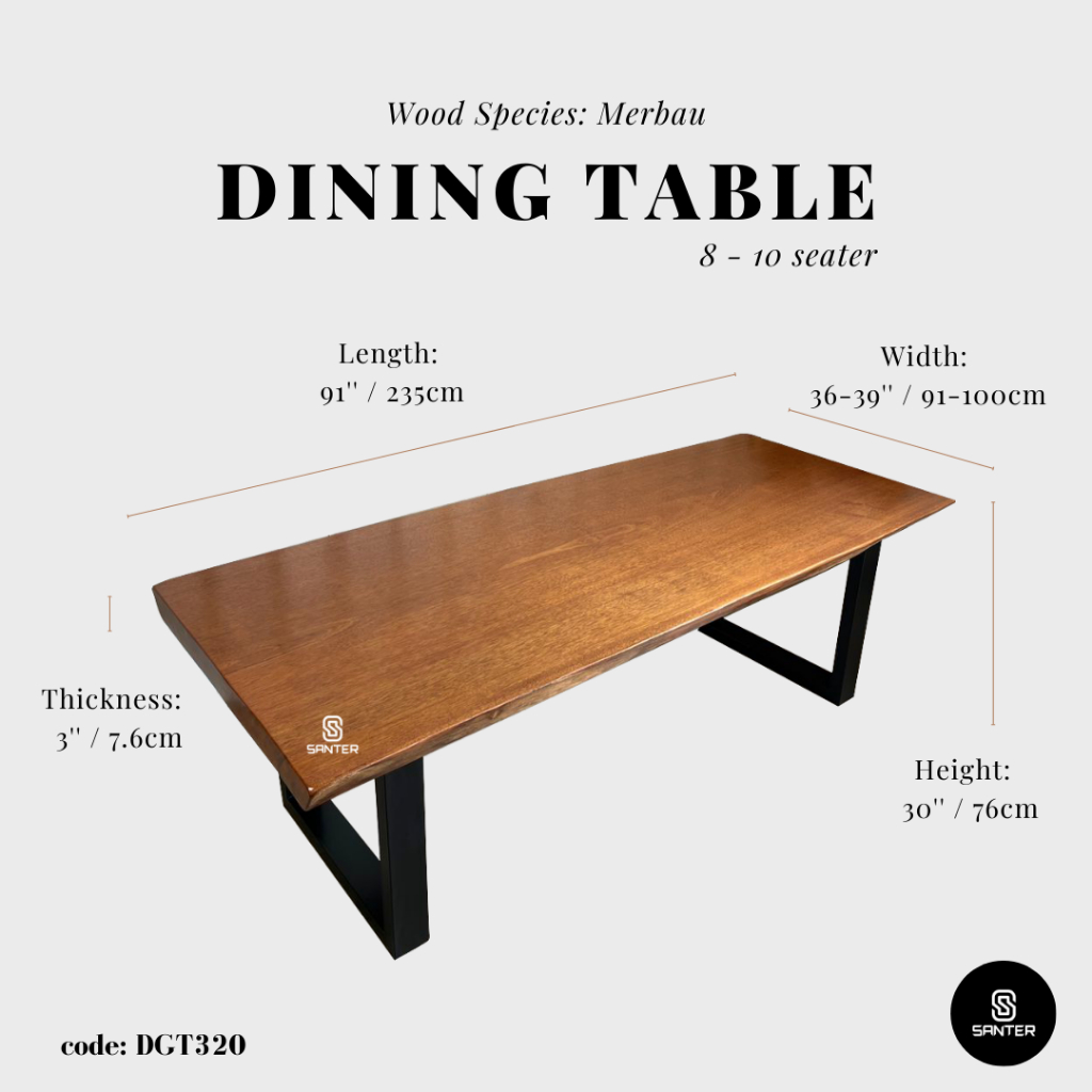 DGT320. Merbau Solid Wood Dining Table / Meeting Table / Tea Table (8 ...