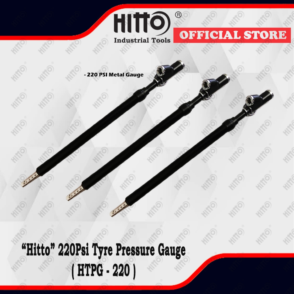 [ HITTO ] 220psi Dual Head Chuck Tyres Pressure Gauge/Tire Tyre Air