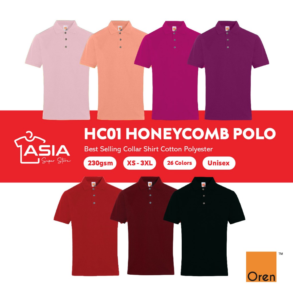 OREN SPORT Plain Polo T Shirt Cotton Polo Tebal 230gsm Baju Berkolar ...