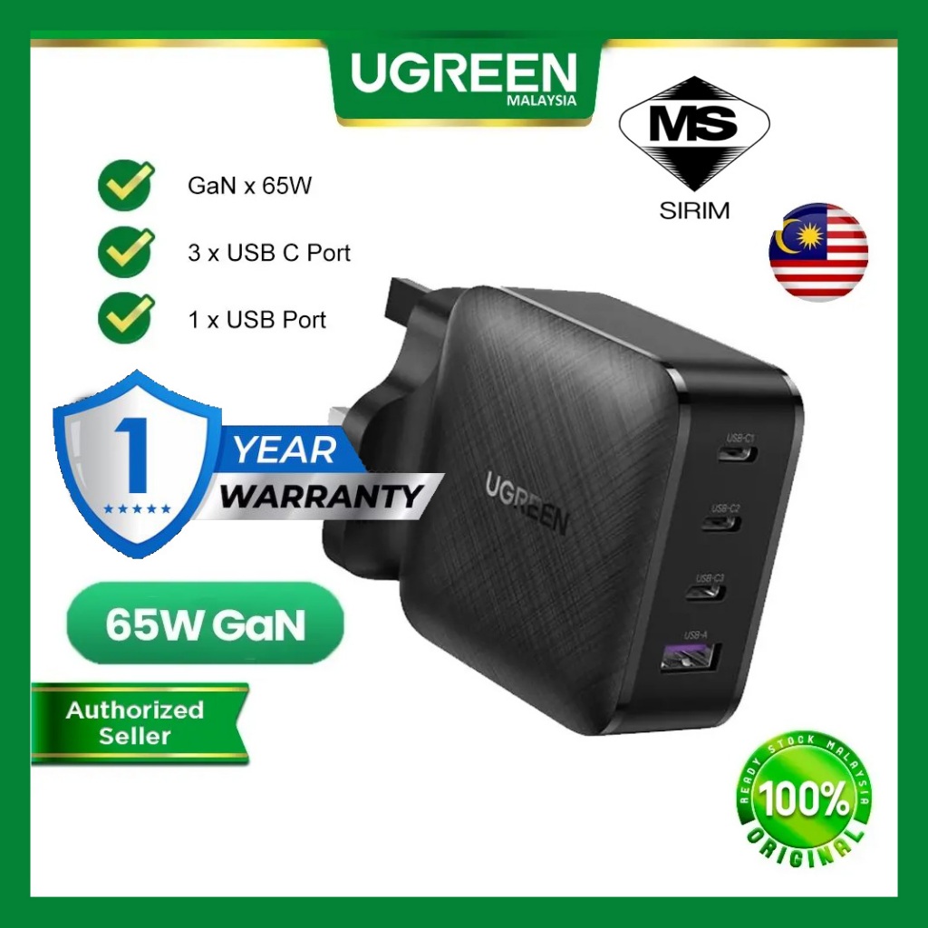 UGREEN (CD224) 70819 PD 65W USB-A and 3xUSB-C Gan Tech Charger