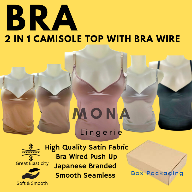 Camisole Top With Bra Singlet Woman Sleeveless Top Satin Fabric Soft