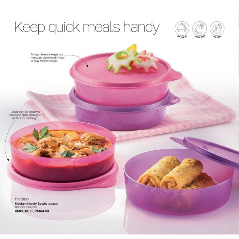 Tupperware set large handy bowl 700ml (4)/ ultimate mixing bowl 1L(3