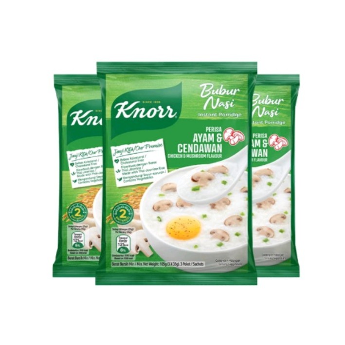 Knorr 3x35g Instant Jasmine Rice Chicken & Mushroom Flavour Sachet Porridge Shopee Malaysia