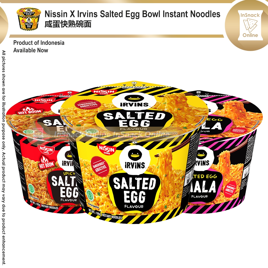 Nissin X Irvins Bowl Instant Noodles Salted Egg 100g / 102g | Shopee ...
