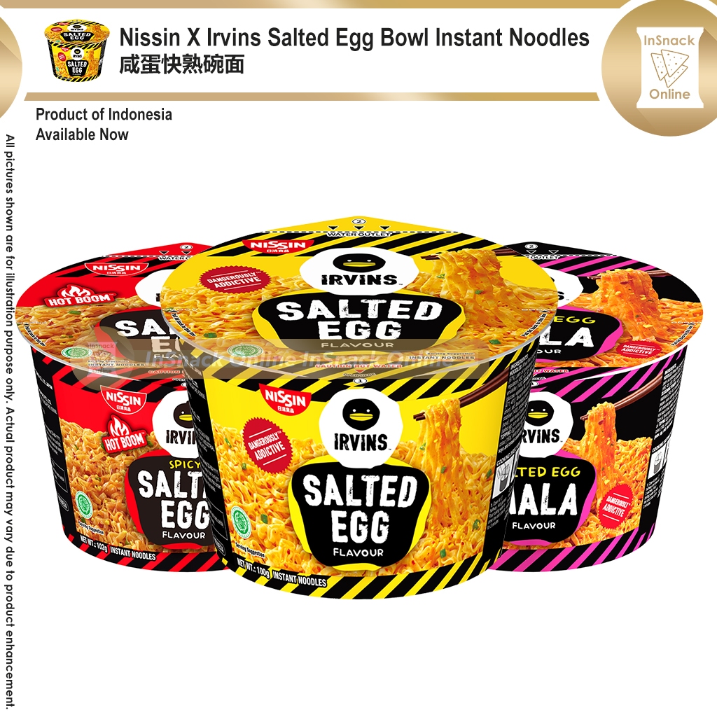 Nissin X Irvins Bowl Instant Noodles Salted Egg 100g / 102g | Shopee ...