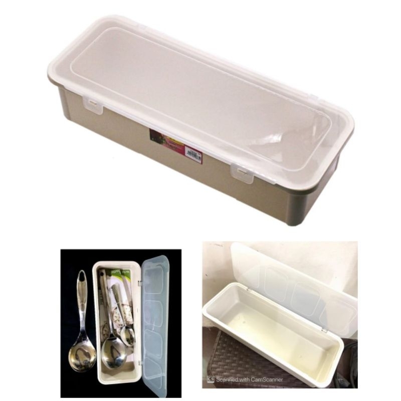 Kitchen Spoon Fork & Chopsticks Food Storage Box with Lid/Bekas Sudu ...
