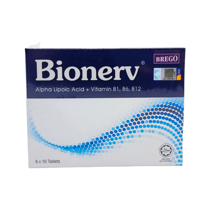 Bionerv 6 x 10 tablets (Alpha Lipoic Acid + Vitamin B1, B6, B12 for