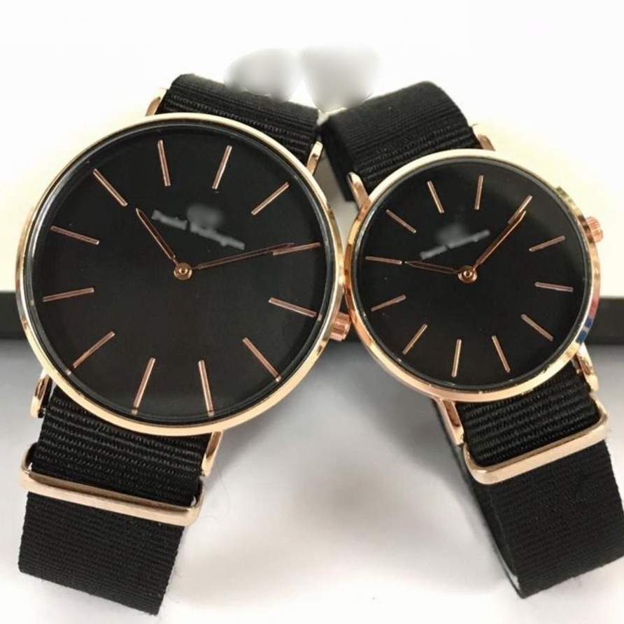 JAM TANGAN DWWD. NYLON STRAP COUPLE&SINGLE TALI KAIN BLACK ROSE