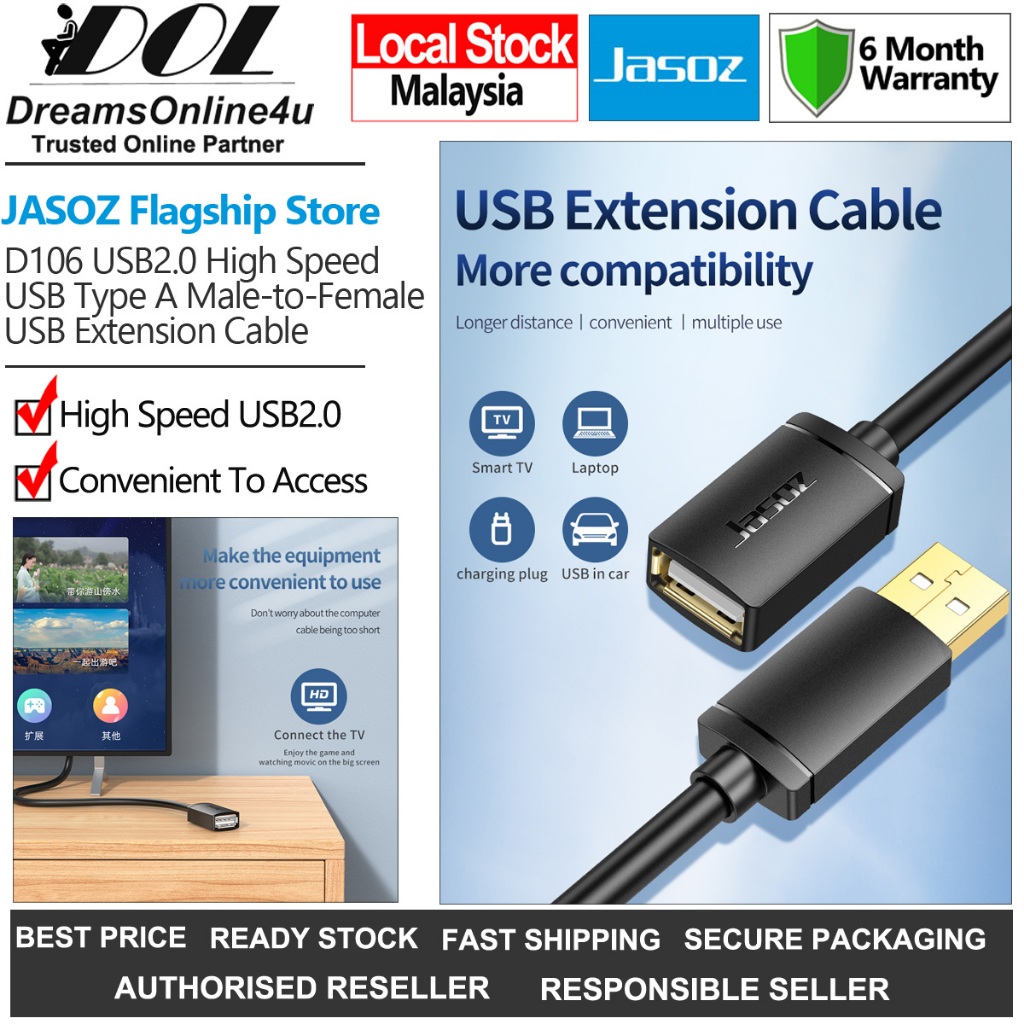 JASOZ D106 Anti-interference High-Speed USB 2.0 2A Type-A Male to ...