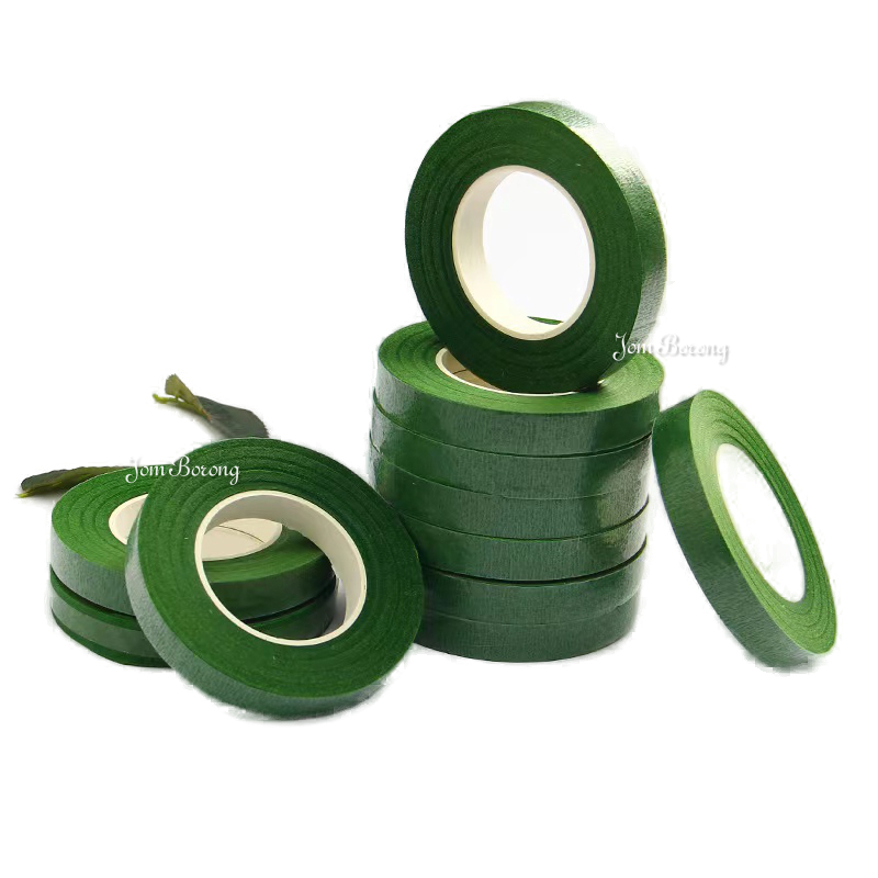 (18M) 1.2CM GREEN FLORAL TAPE PELILITRibbon Reben Riben Gift Satin