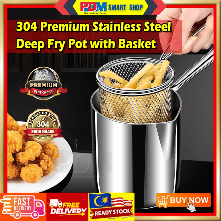 PDM 304 Stainless Steel Mini Tempura Deep Frying Pot with Basket ...
