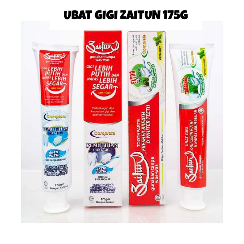ZAITUN WHITENING TOOTHPASTE ,ZAITUN EXTRA MINT TOOTPASTE 175g Shopee
