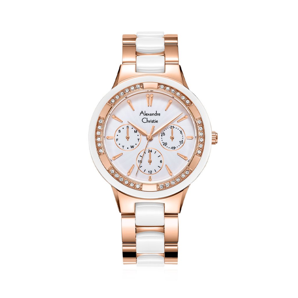 Alexandre Christie Multifunction AC 2299 BF BRGSL Ladies White Dial Dual Tone St Steel Ceramic Strap 4.9 36 Dilihat 21 Shopee Malaysia