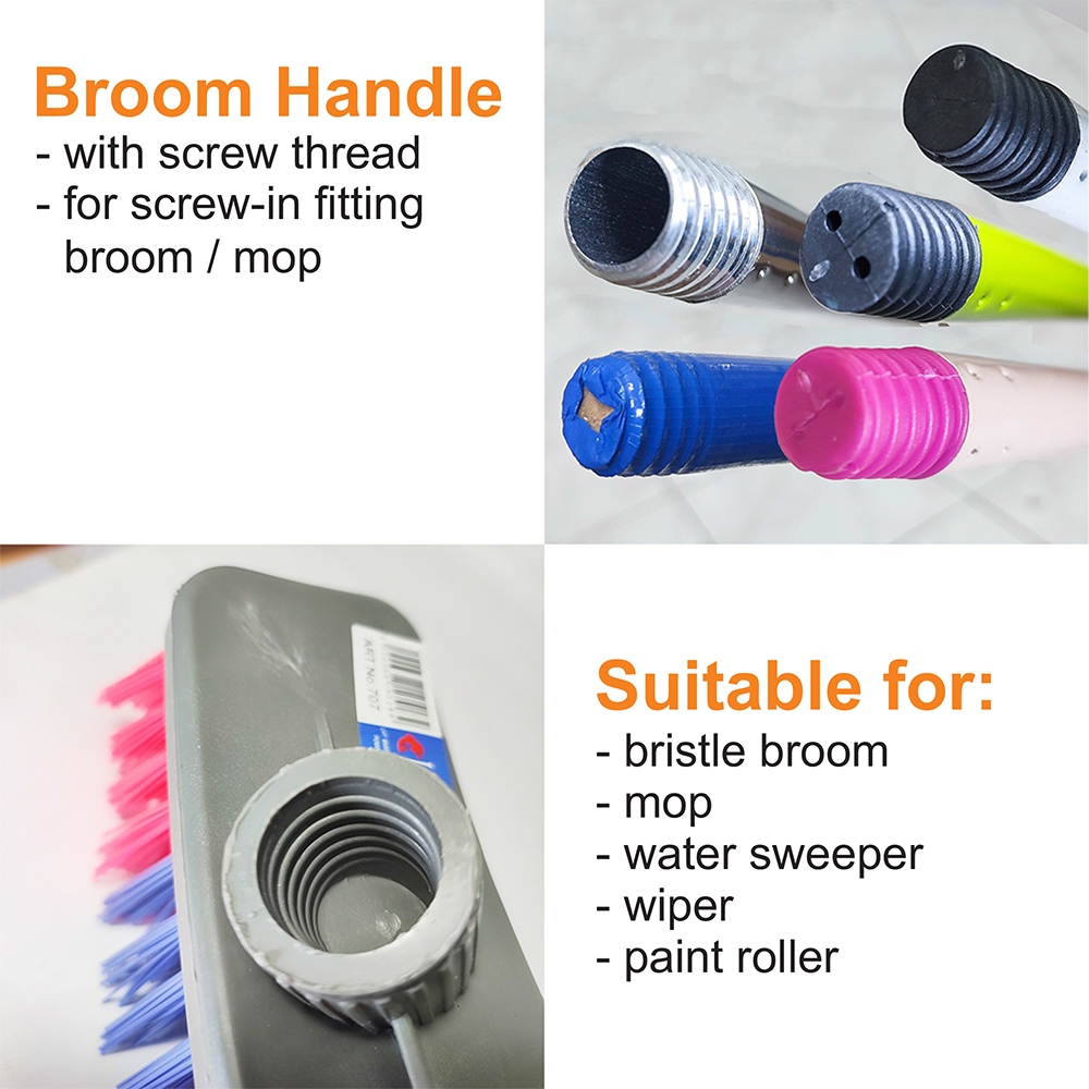 Stainless Steel Metal Wooden Broom Mop Handle Rod with Screw Head ...