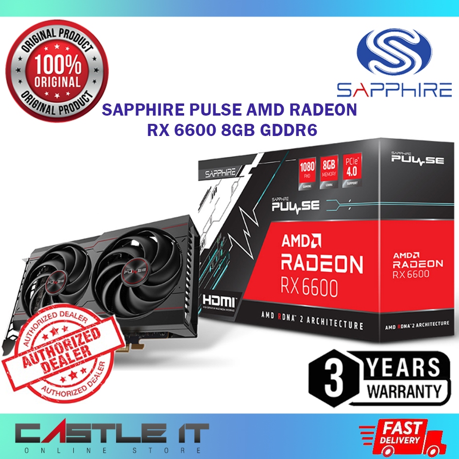 SAPPHIRE PULSE Radeon RX 6600 8GB GDDR6 PCI Express 4.0 ATX Video Card