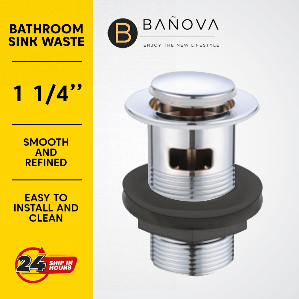 BANOVA BATHROOM SINK BASIN WASTE OVERFLOW POP UP WASTE 1 1/4" Shopee