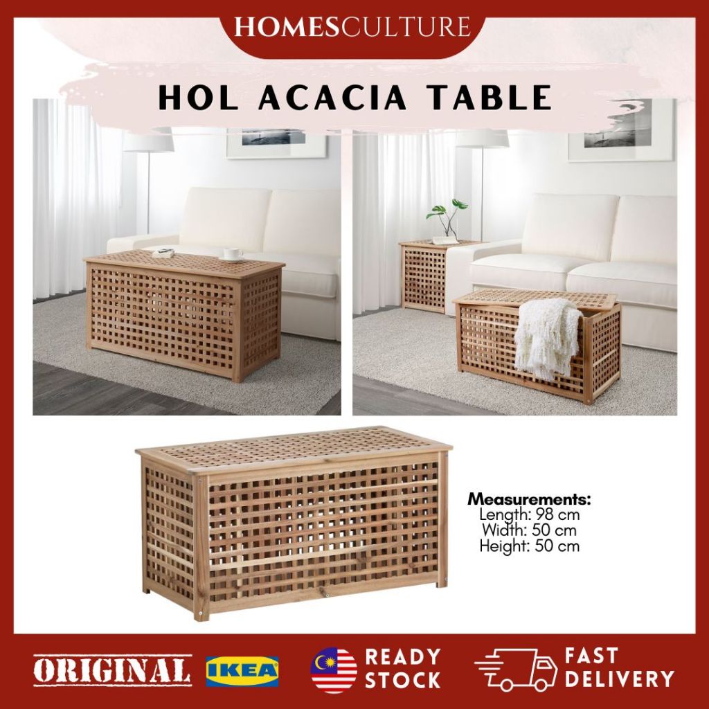 HOL Storage Side Table Acacia Solid Wood Desk Modern Wooden Living Room