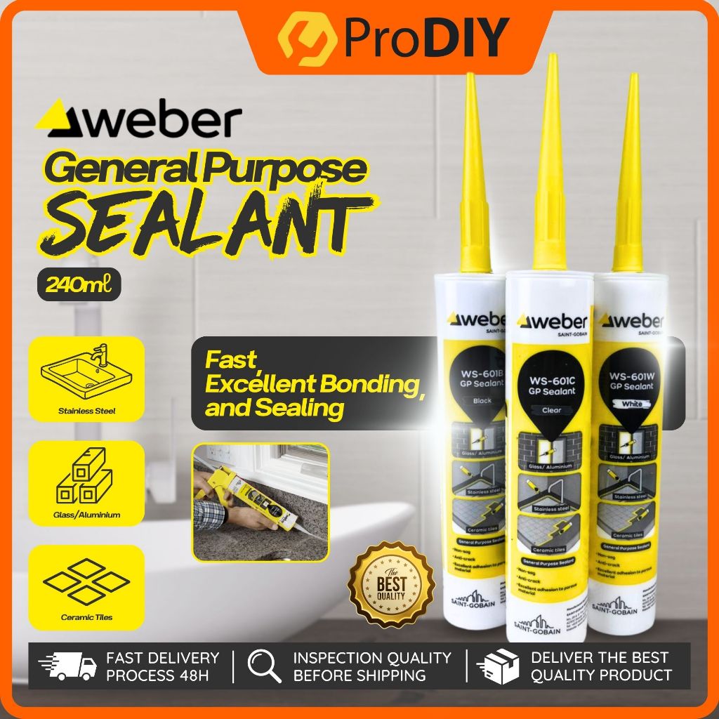 WEBER 240ml General Purpose Sealant White/Black/Clear Ceramic Tiles