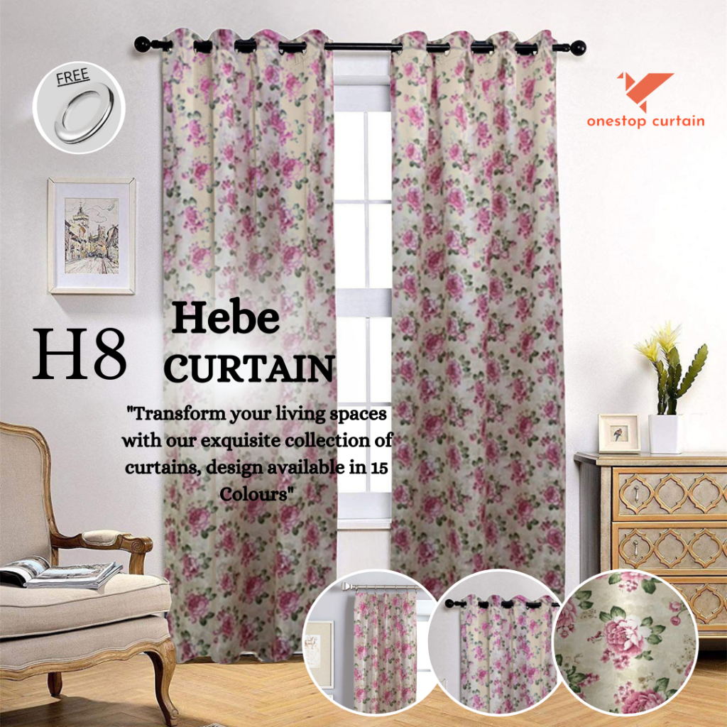 H8 Curtain Corak Bunga Ring & Hook Sesuai Untuk Langsir Tingkap ...