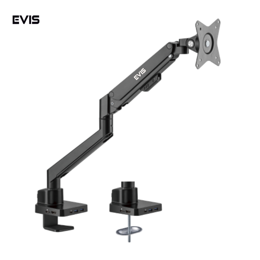 EVIS Single Monitor Arm Adjustable Monitor Stand Gas Strut Desktop