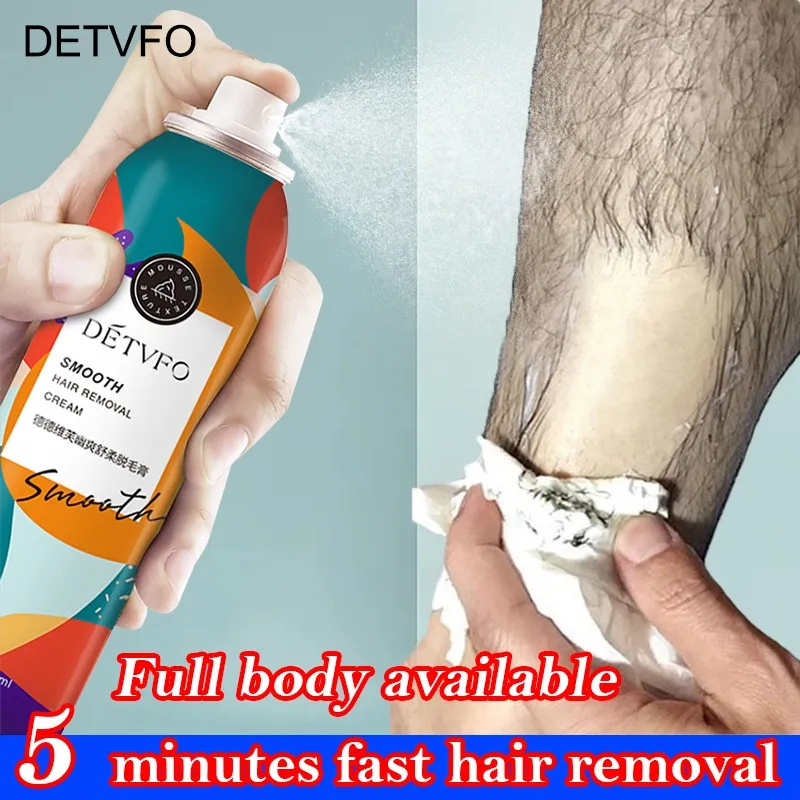 DETVFO 100 Natural Hair Removal Cream Extra Smooth 脱毛喷雾 painless hair removal foam spray