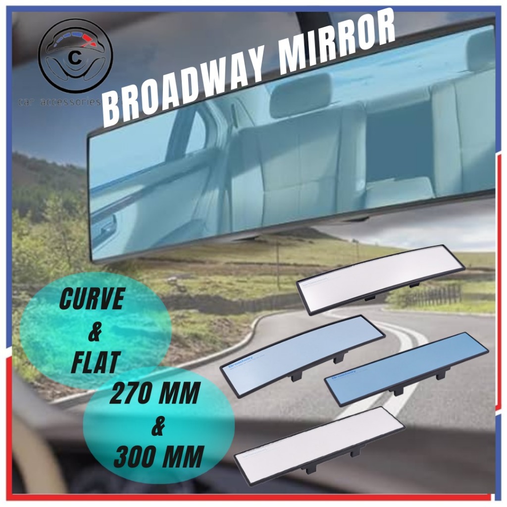 Buy Universal Curved Blue Tinted Anti Glare Clip On 300mm Broadway Rear View Mirror In Rowland - Foto 7