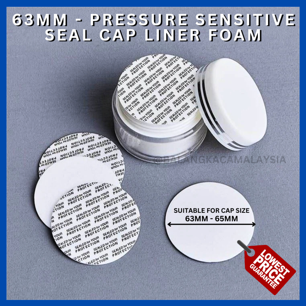 63/65mm Press & Seal Cap Liners Pressure Seal Bottle Foam Safety