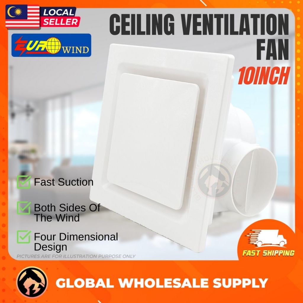 10 Inch Ceiling Ventilation Fan Humid Ventilator Toiler Shower Bathroom